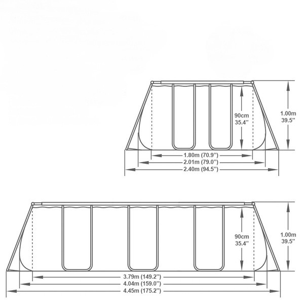 картинка Каркасный прямоугольный бассейн 404х201х100 см, 6478 л, фильтр-насос 2006л/ч, Bestway, 56251 BW от магазина Лазалка