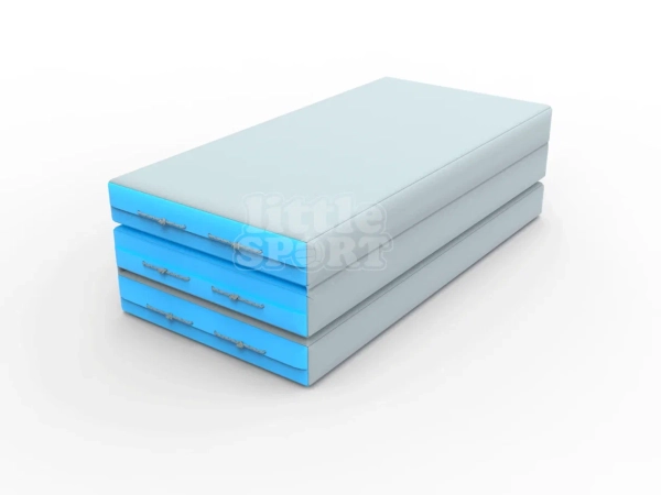 Мат кожзам LittleSport (100х150х10см) складной в 3 сложения серый\голубой