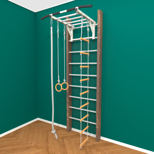 Брашированная шведская стенка "Кастерли" Classic РД (Белые ступени)