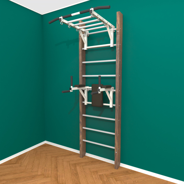 Брашированная шведская стенка "Кастерли" Classic РБ (Белые ступени)