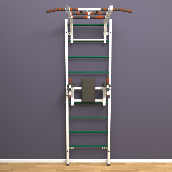 картинка Шведская стенка «LittleSport» White Long 2.0 зеленые ступени от магазина Лазалка