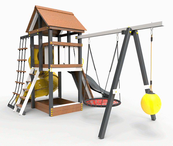 картинка Детская площадка Пикник "Ультра А" с винтовой трубой 6.1 от магазина Лазалка
