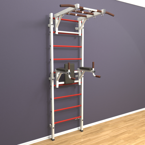 картинка Шведская стенка «LittleSport» White Long 2.0 красные ступени от магазина Лазалка