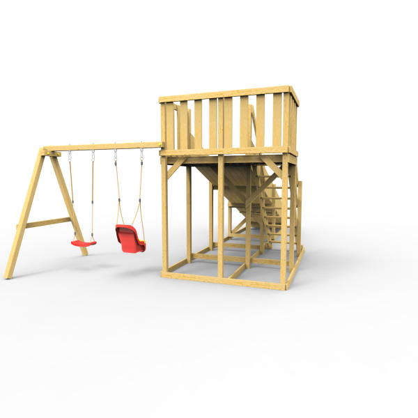 Детская площадка - деревянная горка Пикник "Зима №3" с качельной балкой