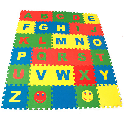 картинка Коврик-пазл детский "Английский Алфавит" 25*25(см) от магазина БэбиСпорт