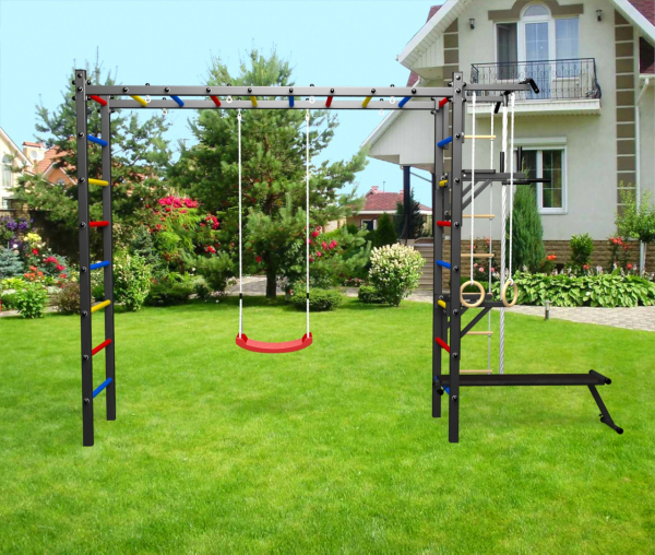 картинка Уличная шведская стенка Sv Sport рукоход У520 (Турник/Брусья/Стойка/Скамья/"Лодочка"/Канат/кольца/лестница) от магазина Лазалка