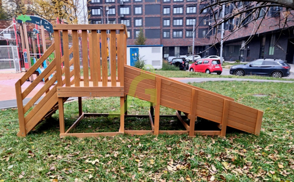 картинка Детская зимняя деревянная горка "IgraGrad Snow Fox", скат 2,8 метров от магазина Лазалка