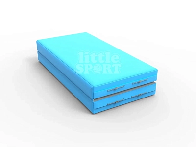 картинка Мат кожзам LittleSport (100х100х10см) складной в 2 сложения серый\голубой от магазина БэбиСпорт