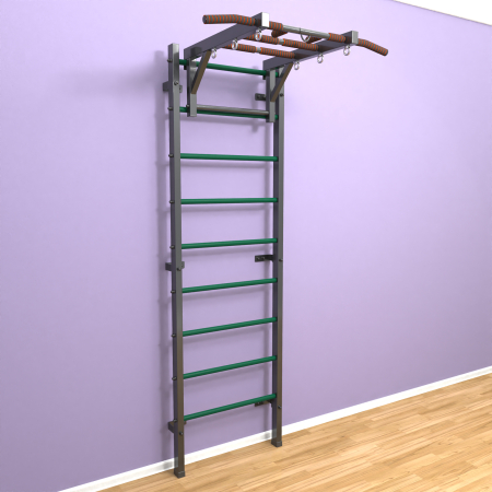 картинка Шведская стенка «LittleSport» Graphite Long зеленые ступени от магазина Лазалка
