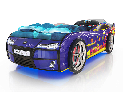 Кровать-машина Romack Kiddy синяя "Пазл"