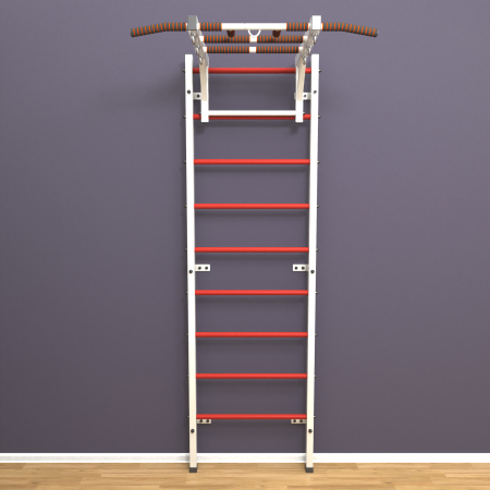 картинка Шведская стенка «LittleSport» White Long красные ступени от магазина Лазалка